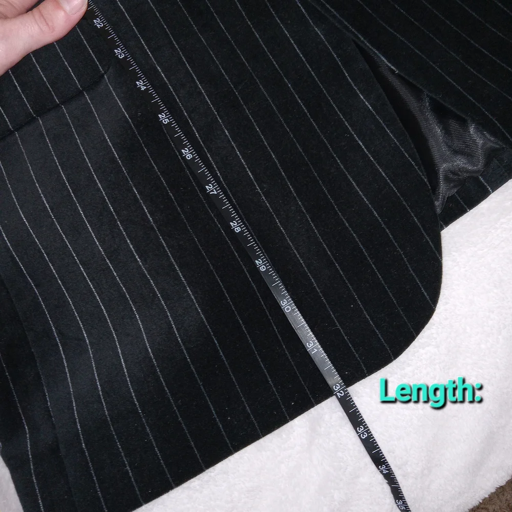 Andrew Fezza Velvet Pinstripe Blazer Mens 42R Black Luxury Sport Coat